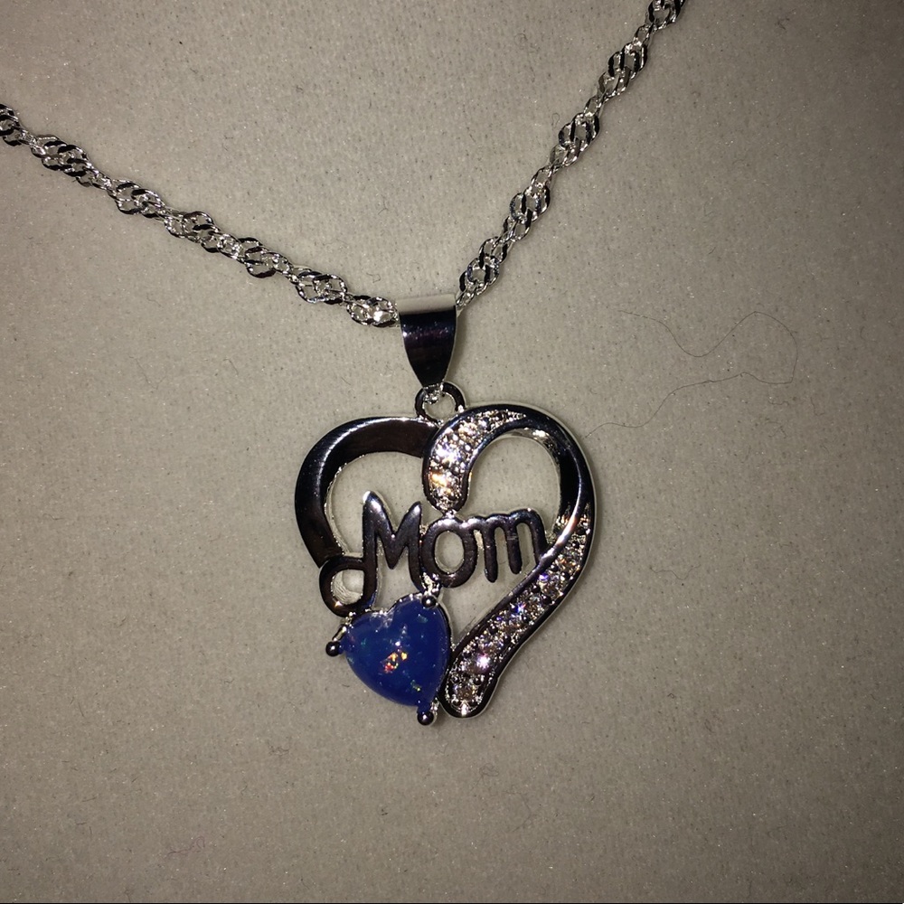 Mothers Day Sterling Silver Blue Opal 💙Necklace